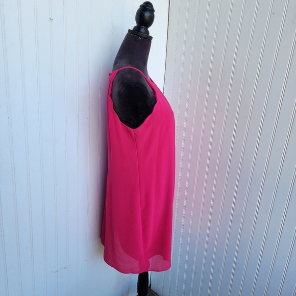 I.N. San Francisco Sleeveless Halter Neck Scalloped Chiffon Shift Dress Pink L - Picture 7 of 13
